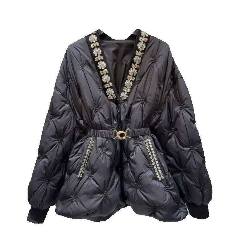 Autumn Winter Cotton Jacket Women 2025 New Fashion Loose Casual Cotton-Padded Coat Waistband Pure Colour Outerwear Female