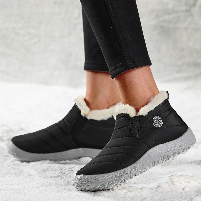 Snow Womens Boots Black Shoes Women Slip On Women Booties Fur Ankle Boots Waterproof Couple Soft Botas Mujer Winter Boots Women251020