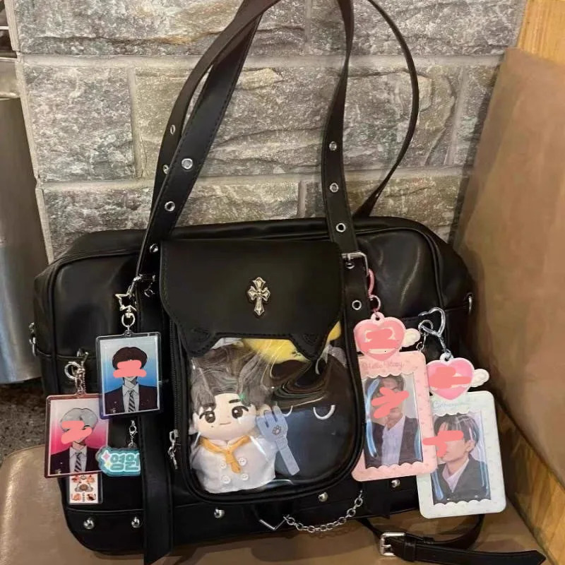 Harajuku Black Ita Bags Backpack Women Sweet Cool Transparent Large Capacity Handbag Ladies Japanese Y2k Backpacks Chic Bolsas 251023
