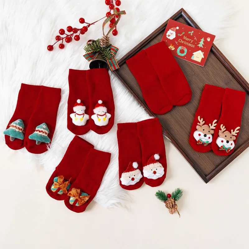 Winter Thicken Cute Christmas Baby Socks For Boys Girls Cartoon Soft Cotton Anti Slip Solid Newborn Toddler Sock Kids Socken J251024