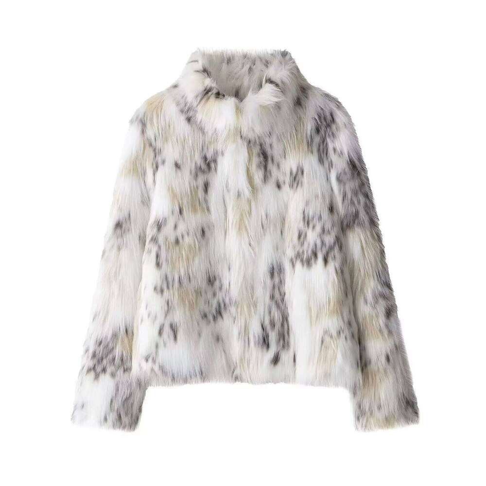 Winter Woman Multicolor Faux Fur Side Pockets Casual Crop Coat Fashion Elegant Women Thick Warm Lapel Jacket Street