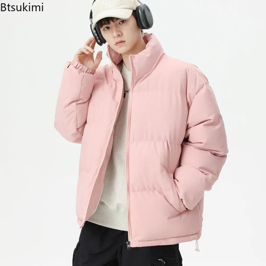 Winter Jackets Mens Casual Solid Loose Thicken Warm Parkas Coats Fashion Stand Collar Down Cotton Jackets Couple Outerwear 251020