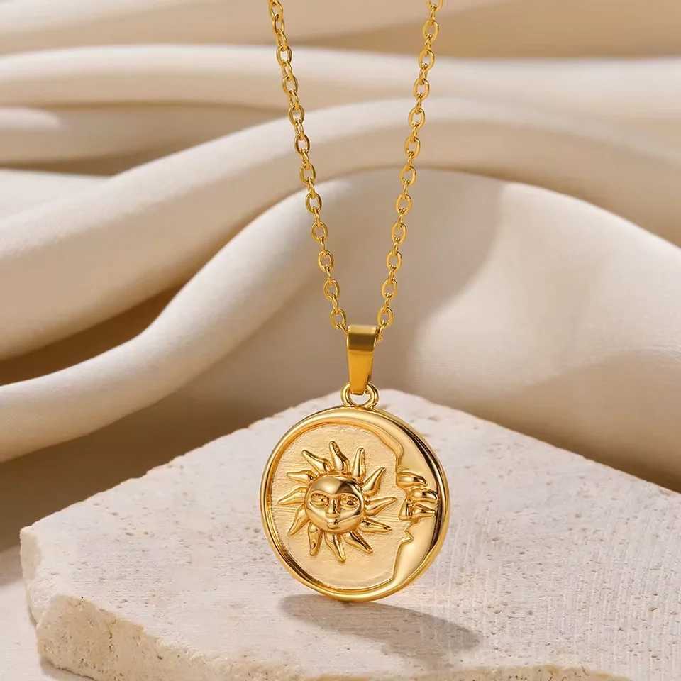 Stainl Steel Geometric Necklace For Women Fashion Sun Sunflower Pendant Clavicle Chain Aesthetic Jewelry Accories FemmeXJ251024