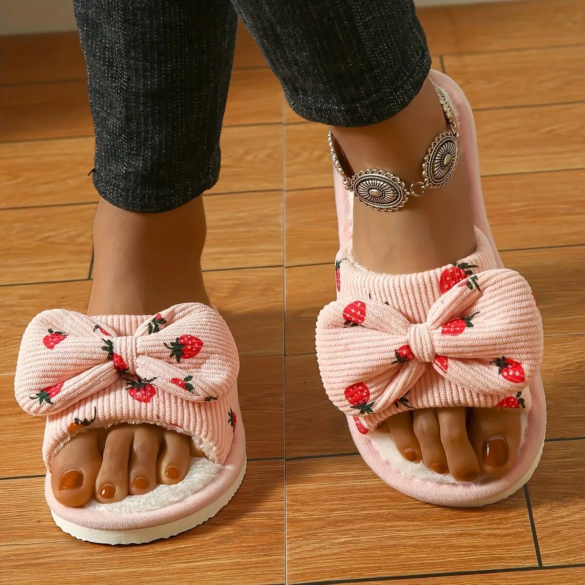 Fashion Women Bow Knot Slippers Home Comfortable Light Silent EVA Anti Slip Living Room Shoes Slides for All Season Zapatos ddmythur