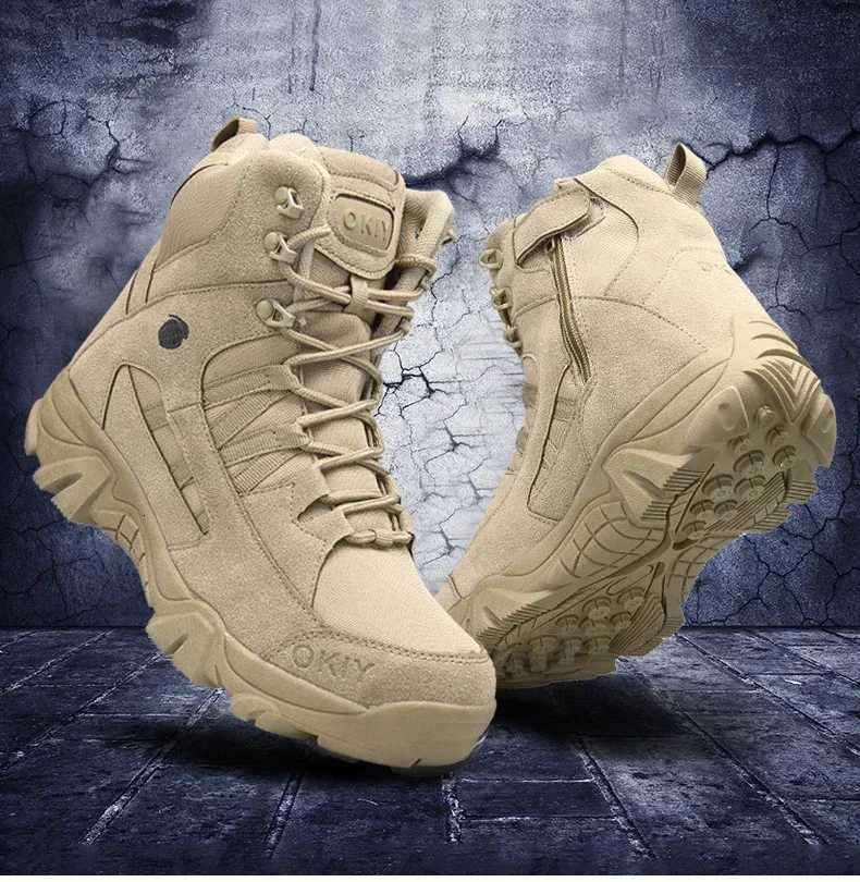 2024 Fashion Mens Desert Combat Boots Outdoor Leather Hiking Shoes Men Hunting Work Safty Boots Mens Short Boots ankle boots W251024