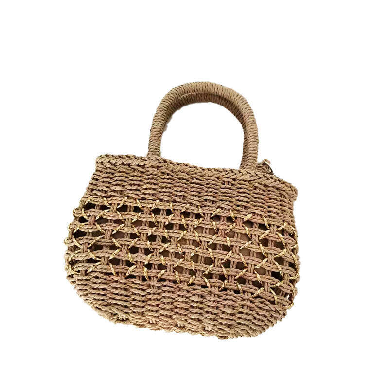 New Korean INS Straw for Women Handmade Woven Hollow Handheld Crossbody Fashion Sweet Summer Beach Bag