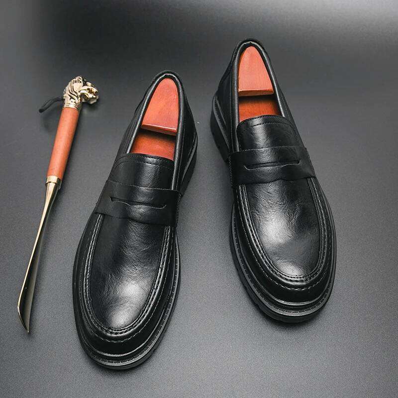 Tassel Loafers Men Platform Thick-soled Formal Business Slip-on Comfortable Mens Leather Wedding Casual Oxford Shoes
