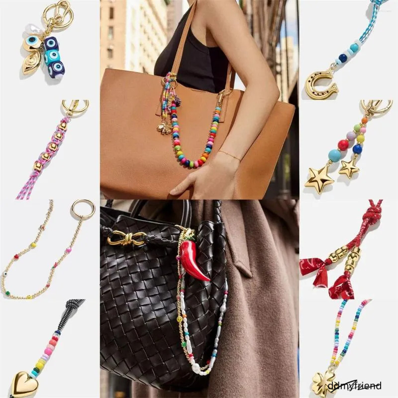 Colorful Hand Woven Keychain: Bohemian Bag Hanging Pendant With Bead Accents, DIY Accessories Ddmyfriend