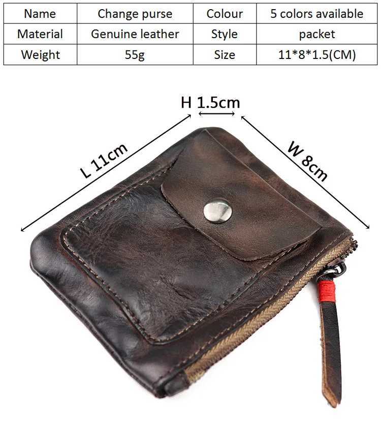 Genuine Leather Home Car Key Bag Vintage Handmade Cowhide Coin Purse Men and Women Zipper Mini Wallet Card Holder Z251023