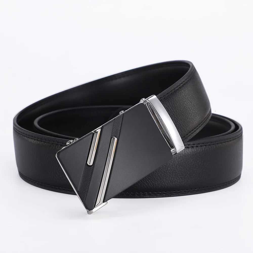 Mens Genuine Leather Ratchet Belt Luxury Automatic Buckle Dress Casual Belt Adjustable Black or Brown W251024