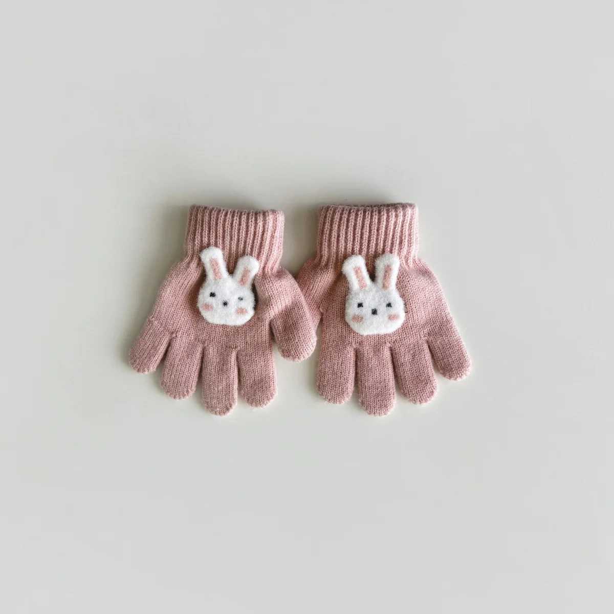 Cartoon Childrens Gloves 36 Years Autumn and Winter Fashion Girls Boys Knitted Warm Fivefinger Gloves Cute Rabbit Y251024