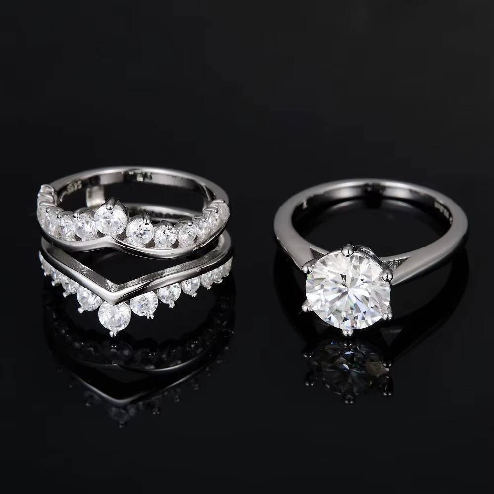 Luxury Wedding Moissanite Ring S925 Silver Set Jewelry Engagement Moissanite Ring Bezel Ring