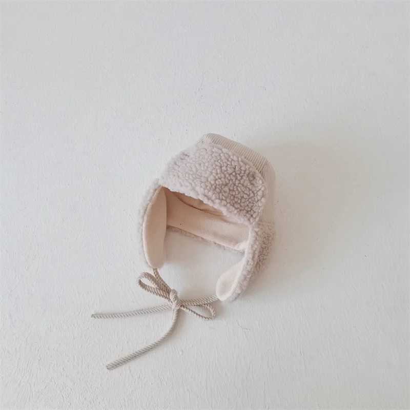 Autumn Winter Children Plus Velvet Earmuffs Windproof Coldproof Warm Corduroy Cap Boy Girl Baby Fleece Cotton Thicken Solid HatL251024