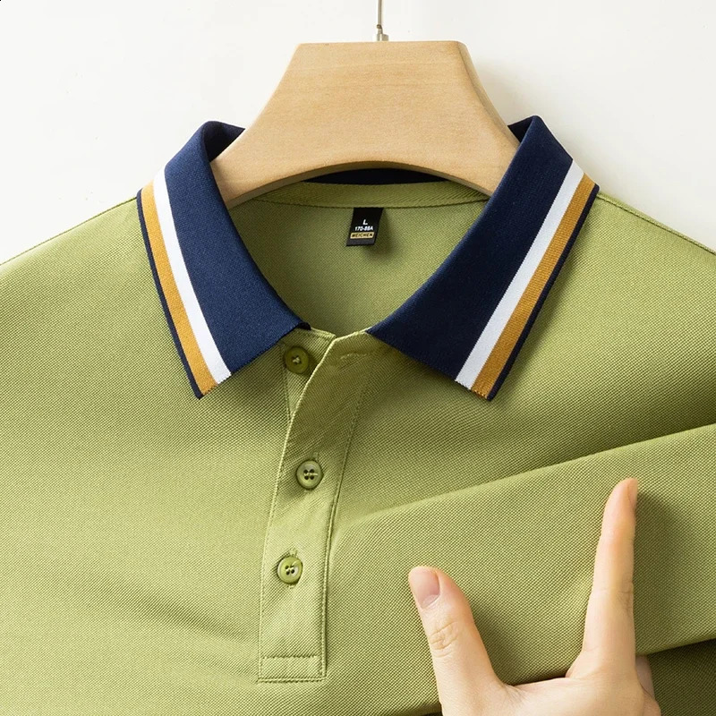 Mens Business Casual Short Sleeved Shirt Solid Color Polo Shirt Fashionable Breathable Comfortable Versatile Top 251020