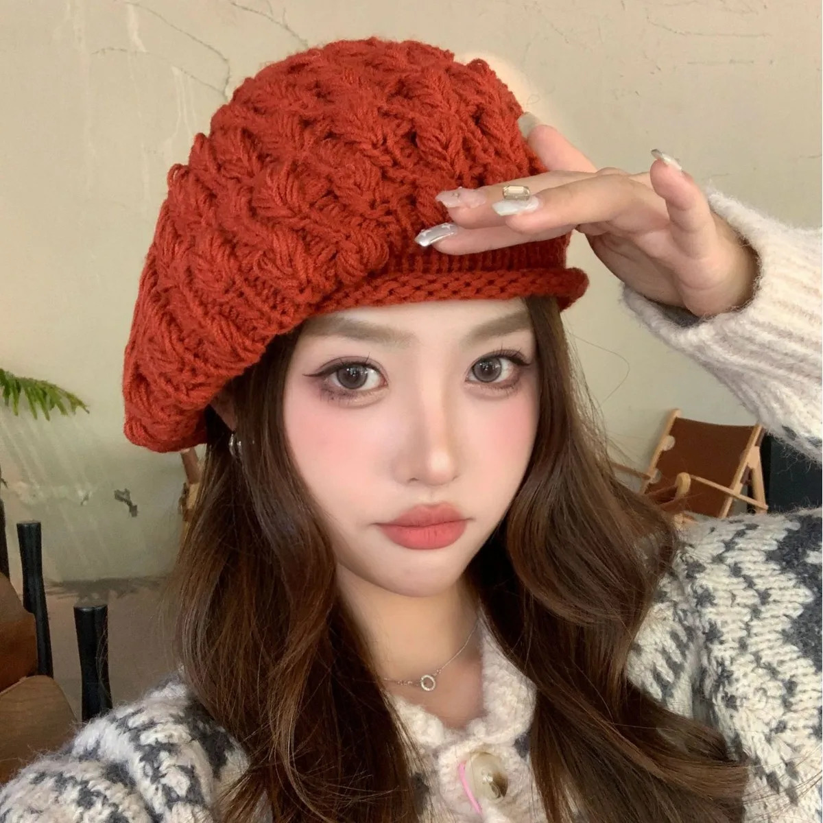 Womens AutumnWinter Versatile Beret Daily Wear Slouchy Knitted Hat 5660cm with Solid Color 251023