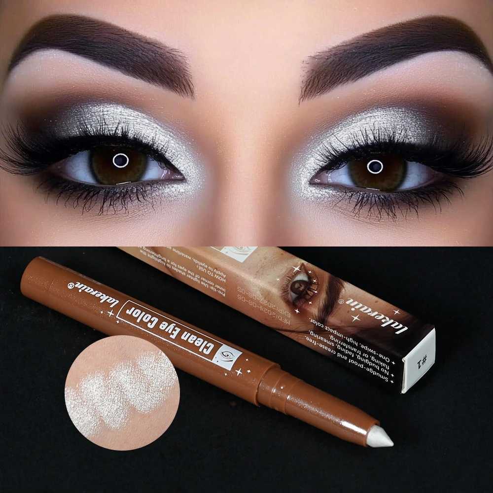 1pc Shimmering Eyeshadow Highlight Stick Glitter White Eyeshadow Pencil for Bright Eyes Dazzling Effect Makeup HighlighterL251024