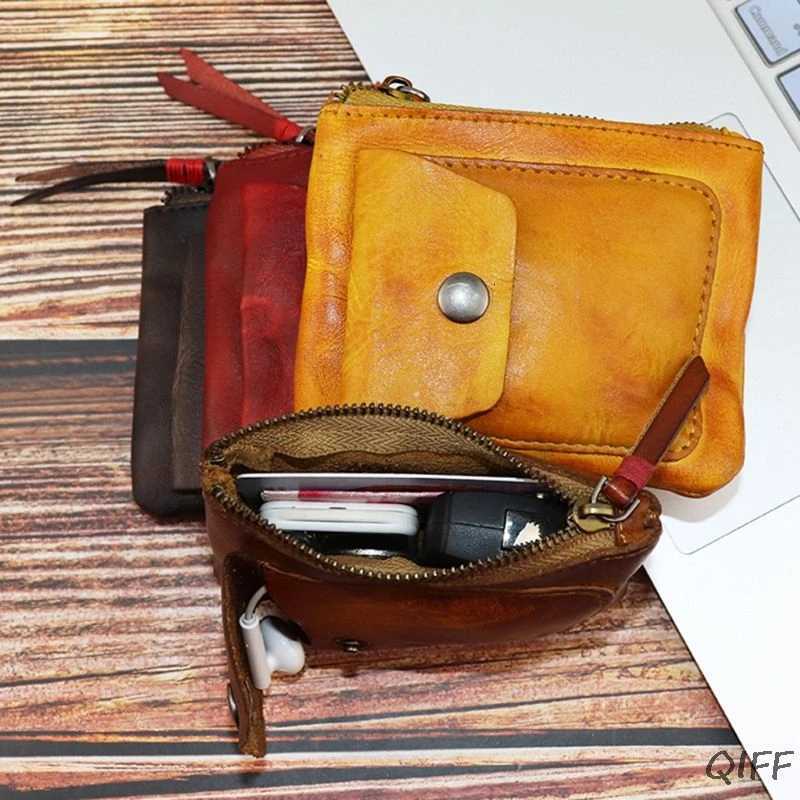 Genuine Leather Coin Purse Vintage Mini Zipper Wallets Case Storage Bag Card Holder Pocket for Men Women Z251023