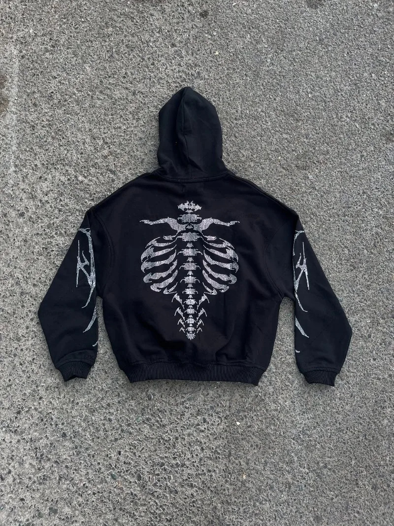 2025 Winter Trendy American Street HipHop Rock Anime Printed Hoodie Men Y2k Gothic Punk Casual Loose Pullover Sweatshirt Women 251018