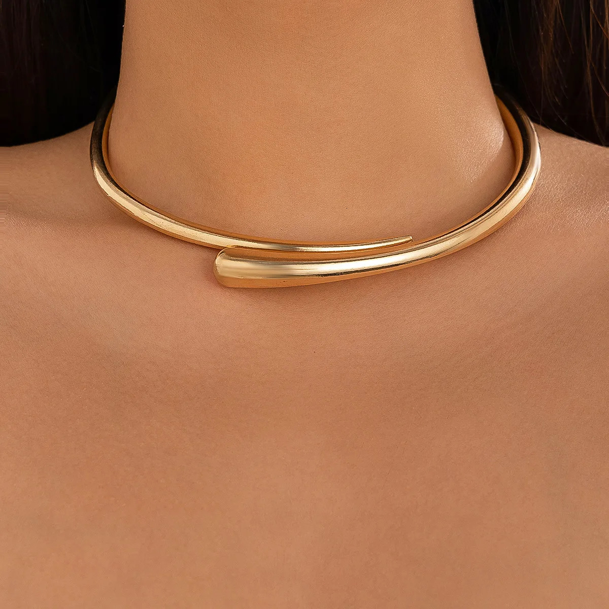 DIEZI Steampunk Irregular Clavicle Torques Necklace For Women Punk Gold Silver Color Statement Chokers Necklace Gift Jewelry 251016