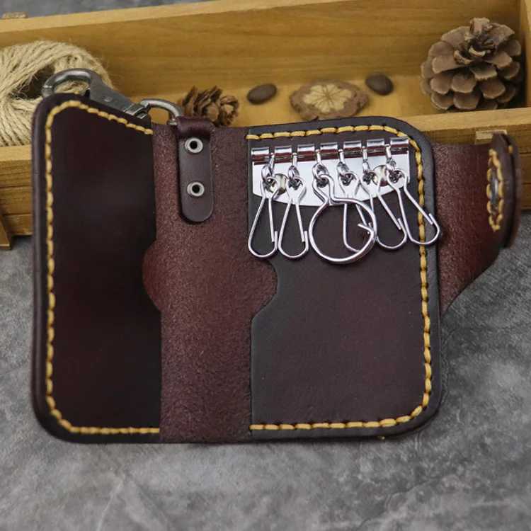 Hand Stitched Vegetable Tanned Leather Key Holder Durable Japanese Style Housekeeper Key Case Z251023