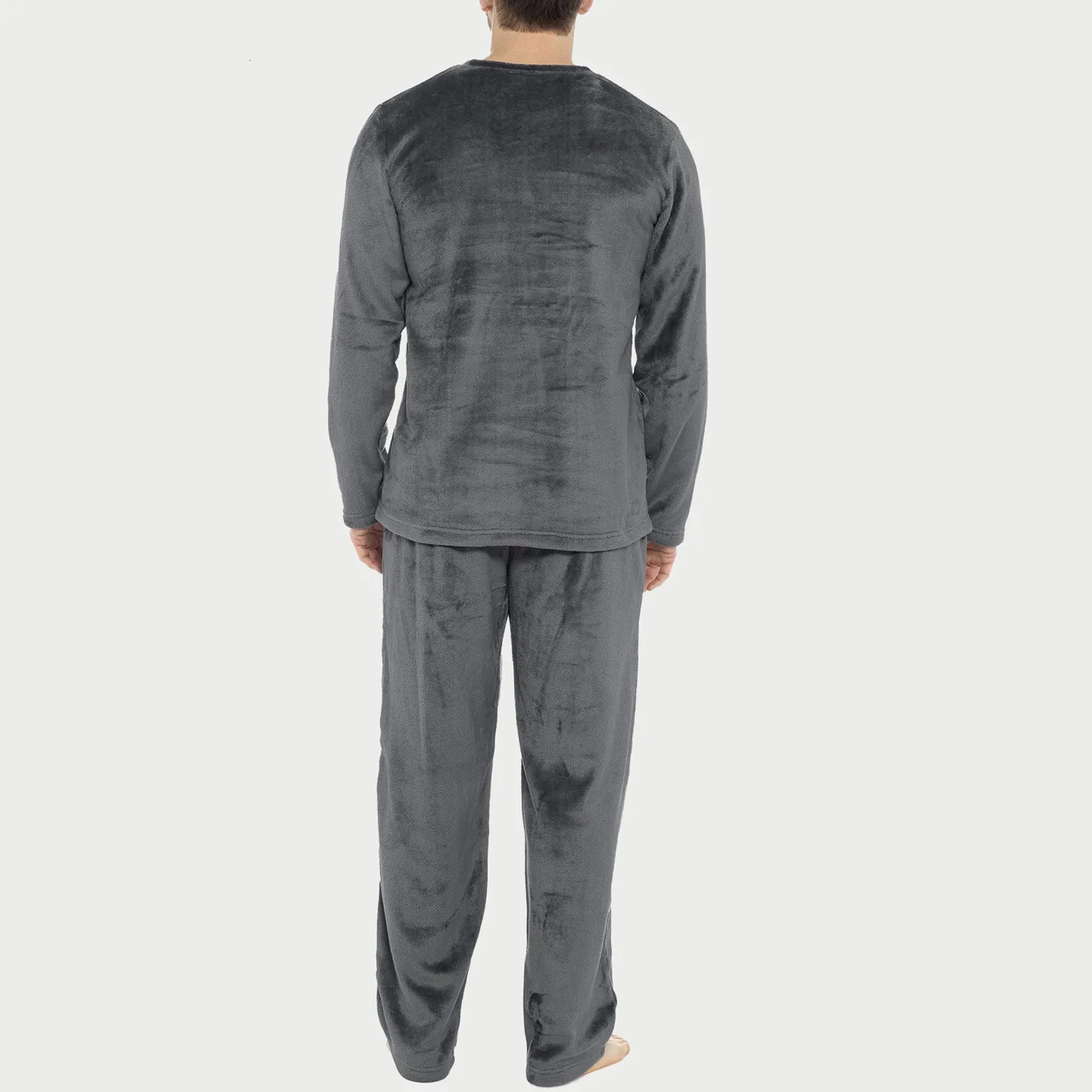 Winter Flannel Pajamas Men Korean Style Solid Color Sleepwear Padded LongSleeved Loose Fit Nightwear Homewear Set Loungewear 251021