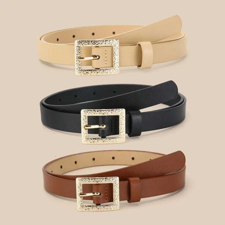 3Pcsset Womens Belt Fashion Pin Buckle Thin Belt Luxury Soft Belt Women with Cargo Pants Jeans Windproof Belt PU Leather Belt W251024