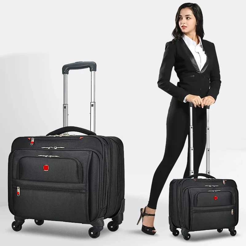 Brand luxury multilayer rolling luggage computer boarding bag 18 inch carry on trolley suitcase men women travel luggageW251024