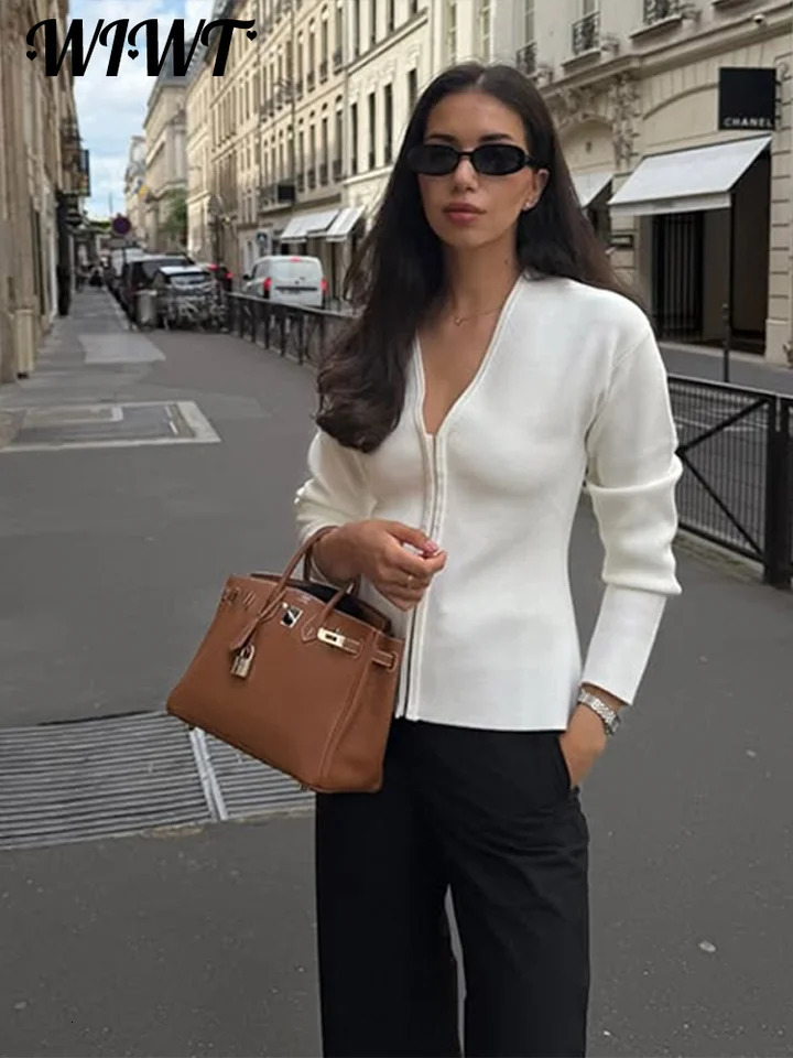 Knitted Zippers Stand Collar Sweaters Womens Street Khaki Long Sleeve Cardigan Tops 2025 Autumn Female Solid Top Knitwear 251013