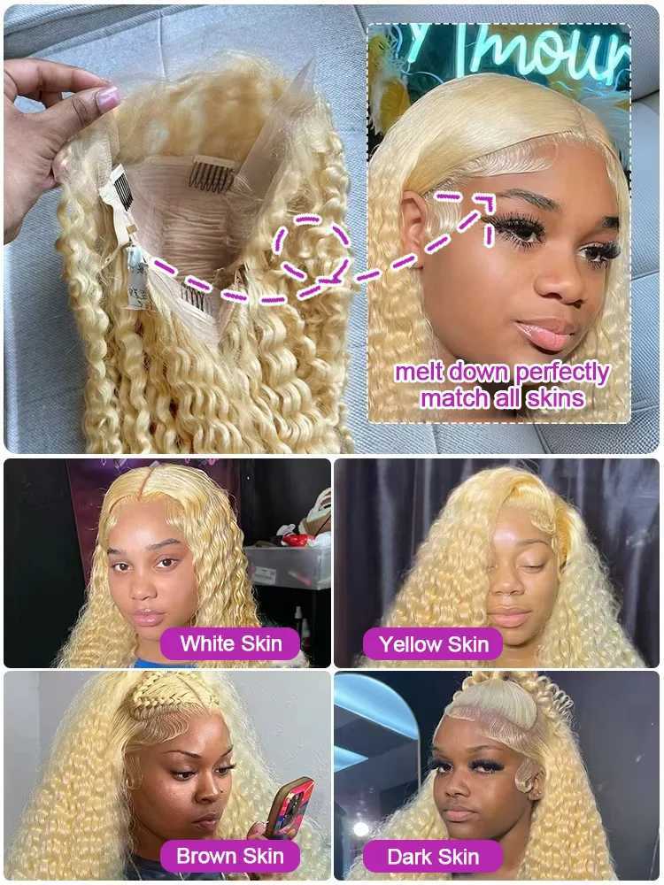 613 Loose Deep Wave 13x6 HD Lace Frontal Wigs Curly Human Hair 40 42 Inch Blonde Water Wave Lace Front Wigs For Women 250 W251023