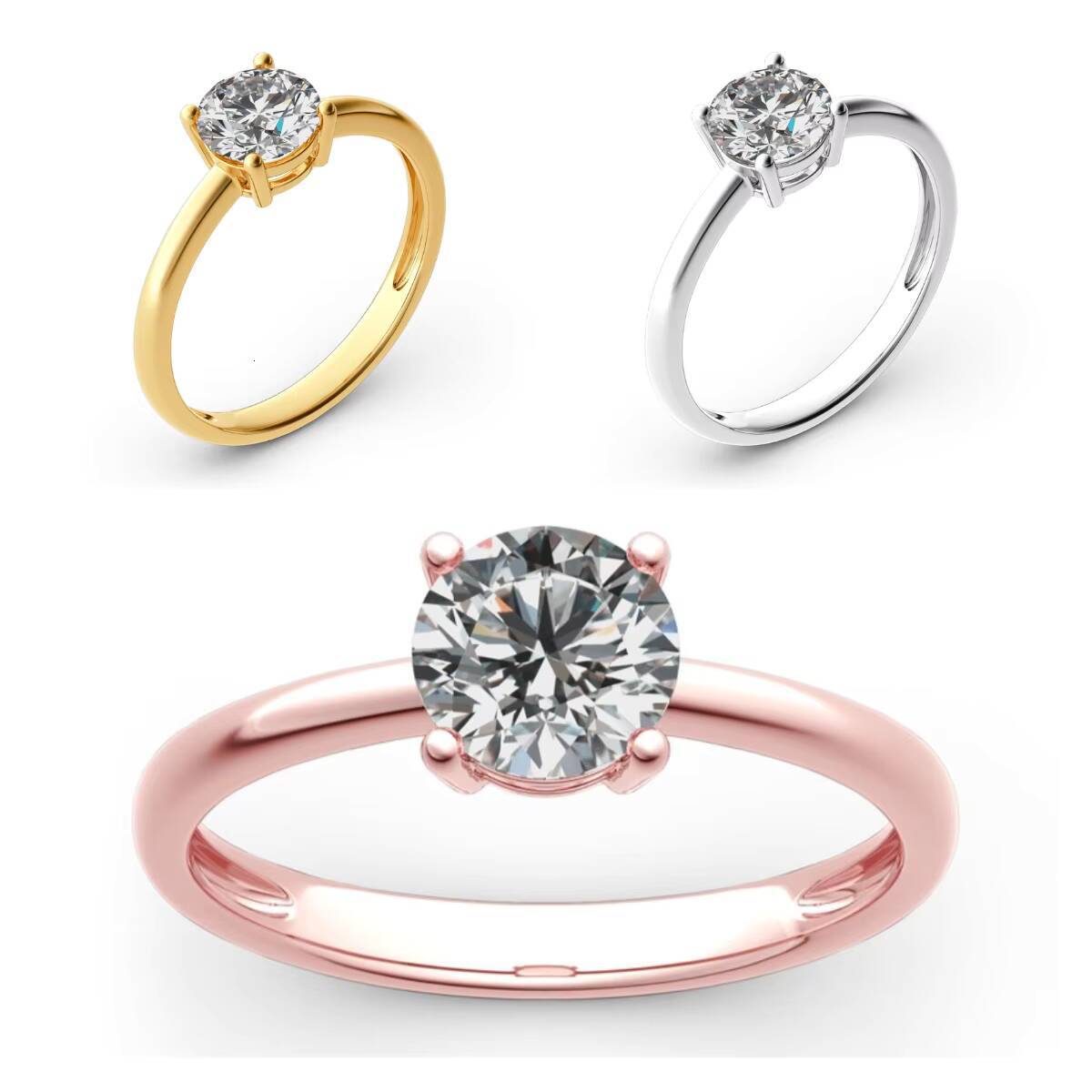 Classics Ring 10K14K18K Gold Round Cut Solitaire Ring Moissanite Diamond Women Luxury Wedding Rings
