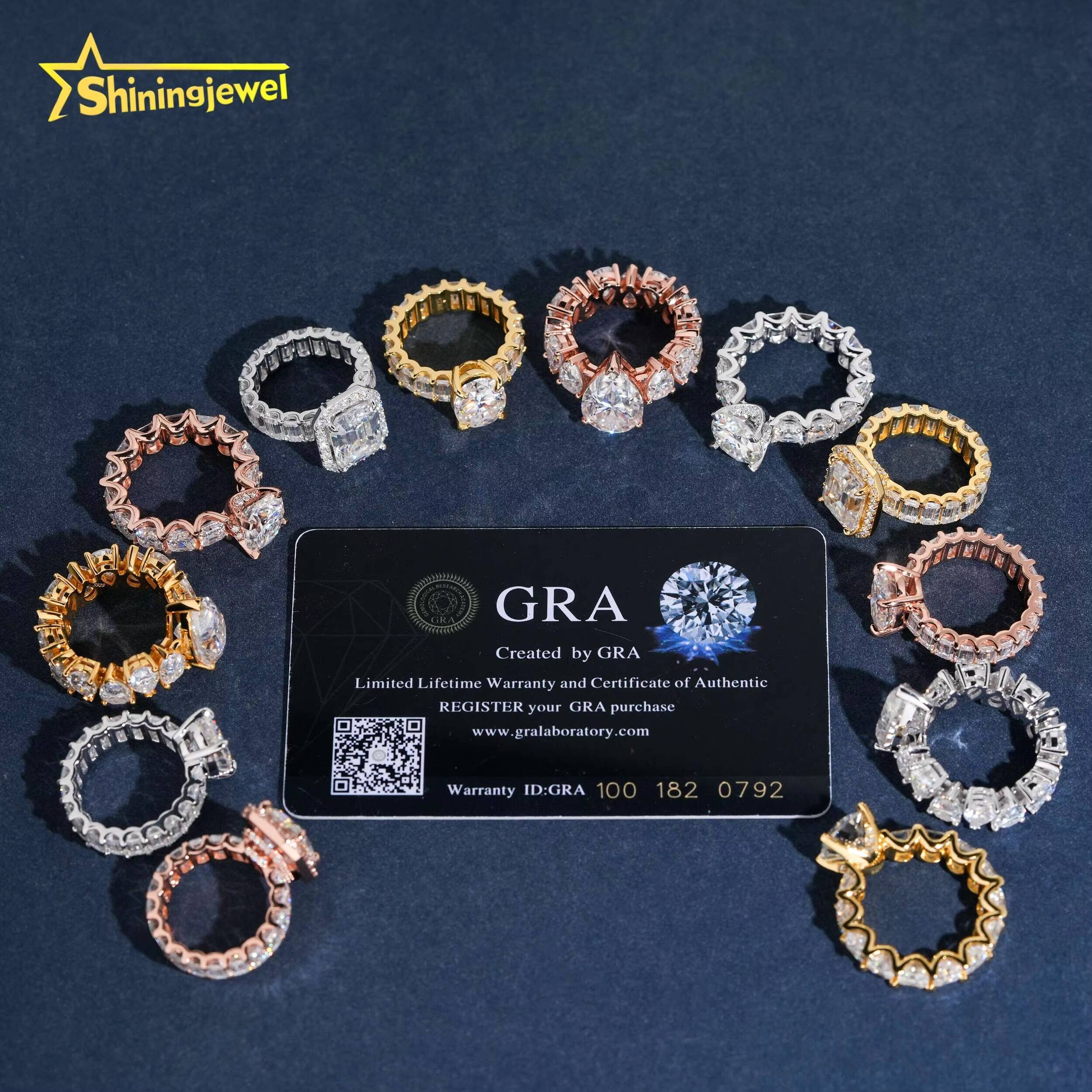 New Design Trendy 925 Sliver Women Engagement Ring Iced Out Big Diamond VVS Moissanite Fine Hop Jewelry Wedding Ring