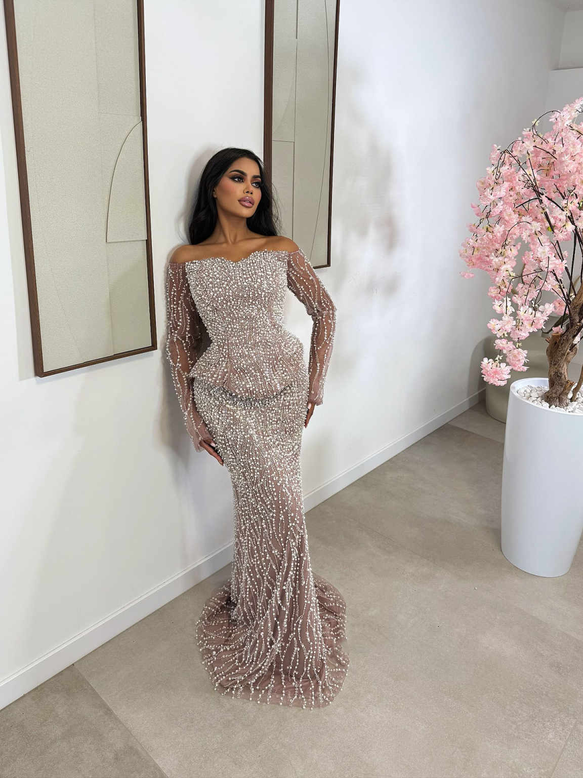 Sexy Long Sleeve Prom Dress Beaded Vestidos De Gala Tassel Chic Formal Occasion Dress Customized Luxury Sexy Cocktail Dresses