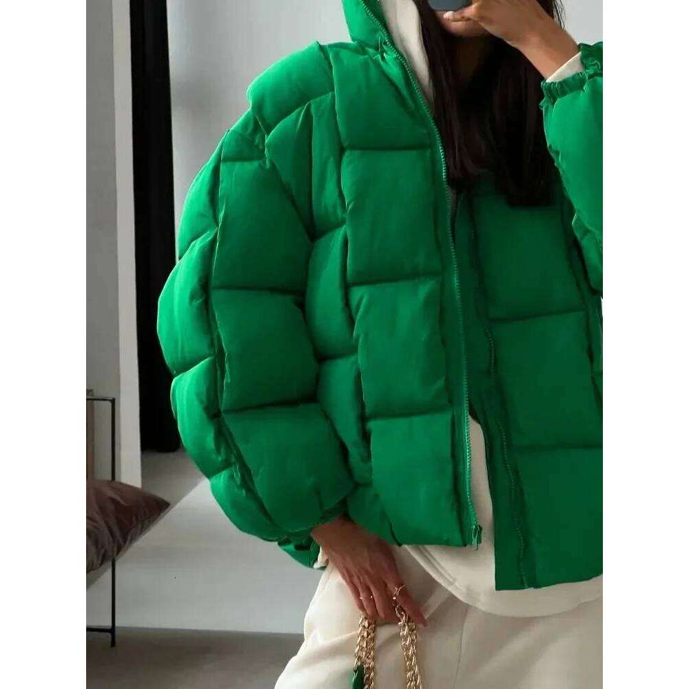 Winter Jackets For Women 2025 Thick Warm Loose Fashion Quilted Jacket Female Interchange High Street Green Baggy Puffer Coat Womens Coat