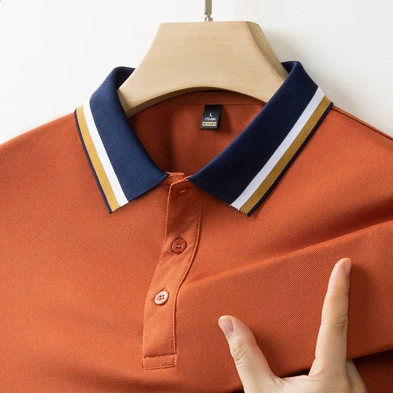 Mens Business Casual Short Sleeved Shirt Solid Color Polo Shirt Fashionable Breathable Comfortable Versatile Top 251020