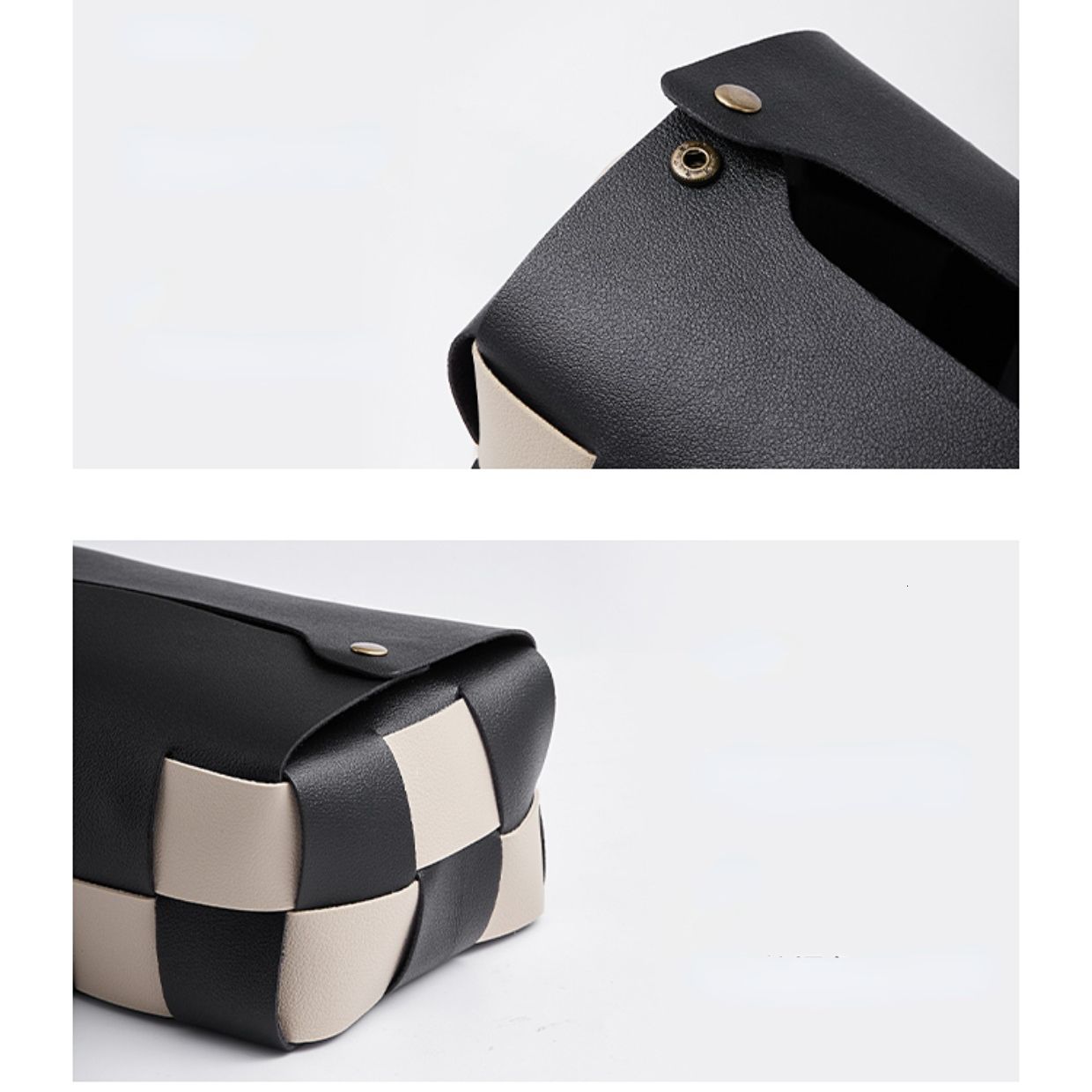 Tissue Box Luxury Checkerboard Woven Pu Leather Napkin Case Living Room Office Desktop Home Decoration Designer Paper Towel Cover