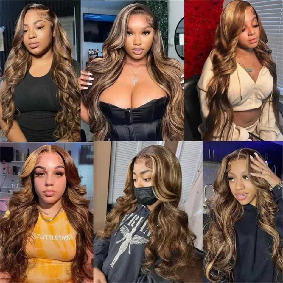 13X6 Hd Lace Frontal Wig Highlight Wig Human Hair 427 Body Wave Human Hair Wigs Brazilian Hair P1B30 Lace Front Wigs 250 Density W251023