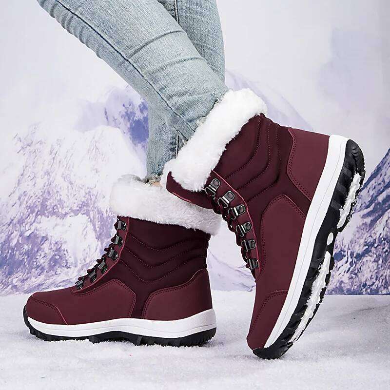 Women's Autumn Winter High-Top Warm Cotton Snow Boots Comfortable Cold Weather Shoes