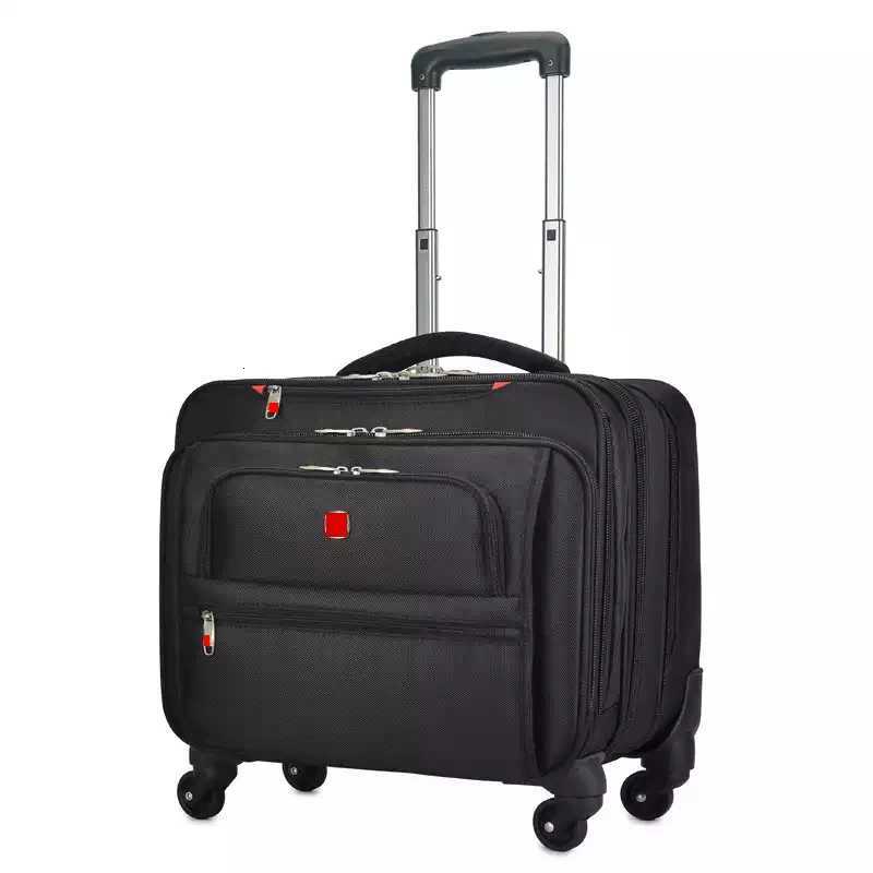 Brand luxury multilayer rolling luggage computer boarding bag 18 inch carry on trolley suitcase men women travel luggageW251024