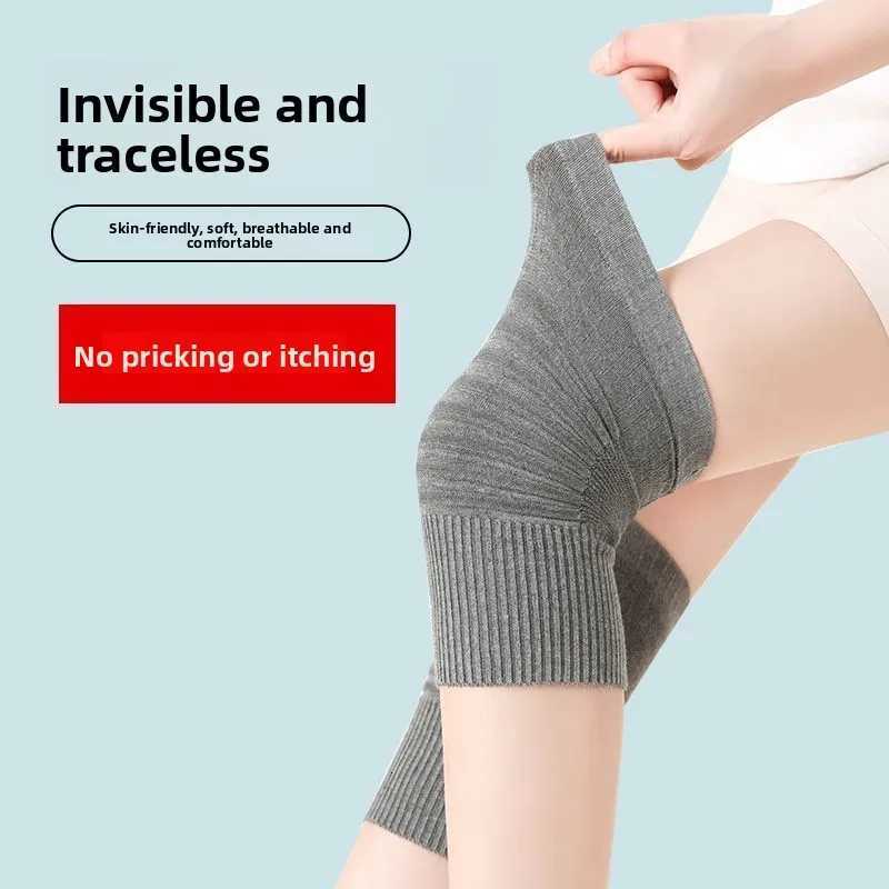 1Pair Autumn Winter Cashmere Warm Knee Support Protector High Elastic Knitted Bandage kneepad for Women Cycling Knee Warmer PadW251024