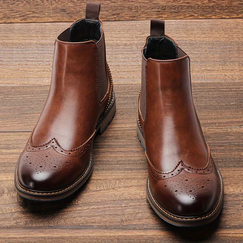 Fashion Brogue Chelsea Men Boots Classical American Style Leather Boots W251024