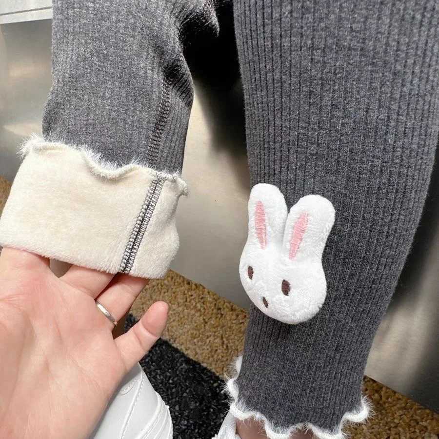 Baby Girls Thermal Leggings Autumn Winter Kids Cute Rabbit Simplicity Tight Warm Trousers Children Skinny Pants Casual BottomsT251024