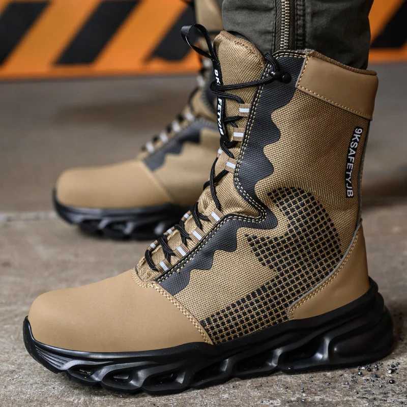 Safety Shoes Men Boots High Top Work Sneakers Steel Toe Antismash PunctureProof Work Boots Breathable Indestructible Shoes W251024