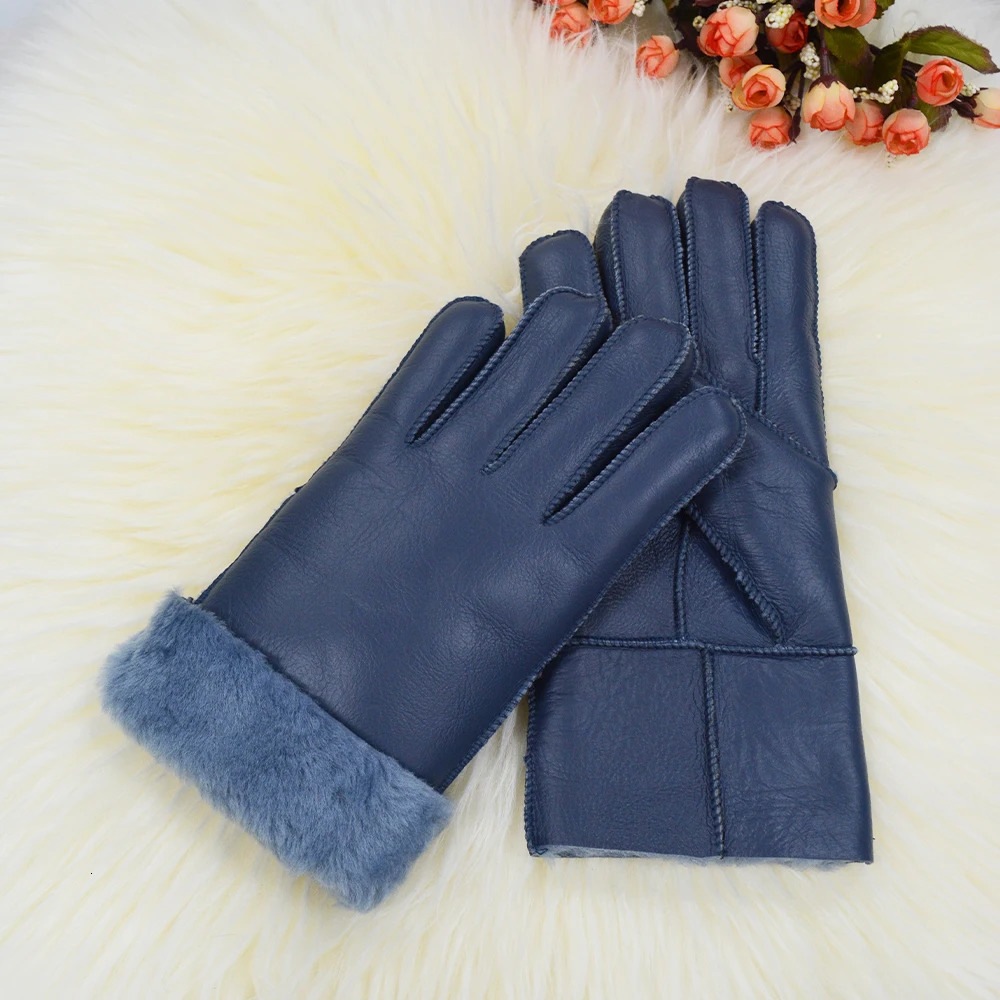 Natural Sheepskin Gloves for Men Winter Warm Fur Thicken Winter Gloves Windproof Cycling Gloves Mens Sheepskin Gloves 251020
