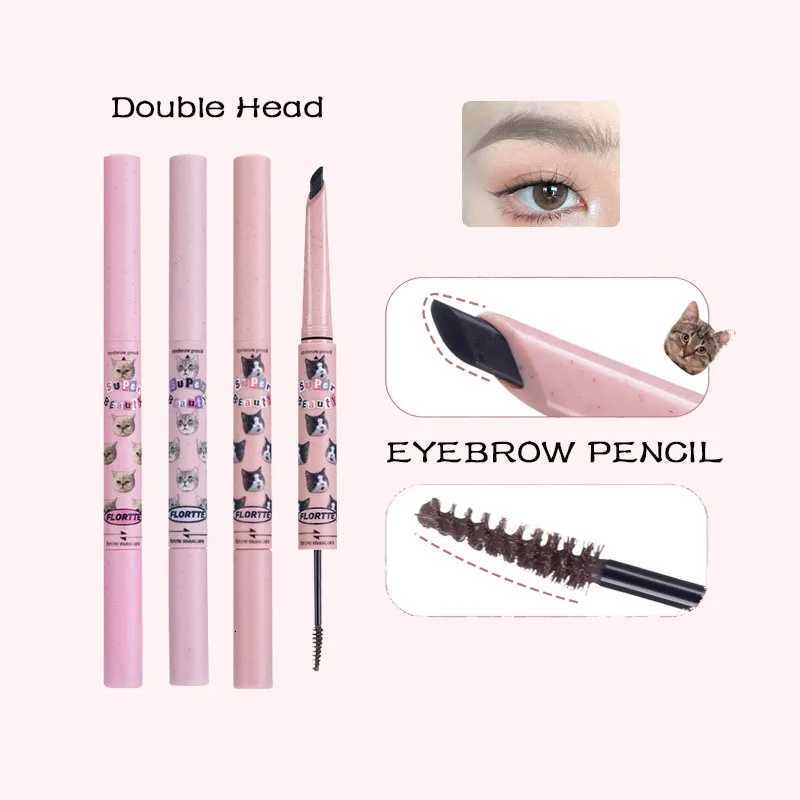 Free Shipping FLORTTE Double Ended Eyebrow Pencil Novice Ultra Fine Precision Eyebrow Pencil Brown Eyebrow Tinting Cosmetics HotL251024