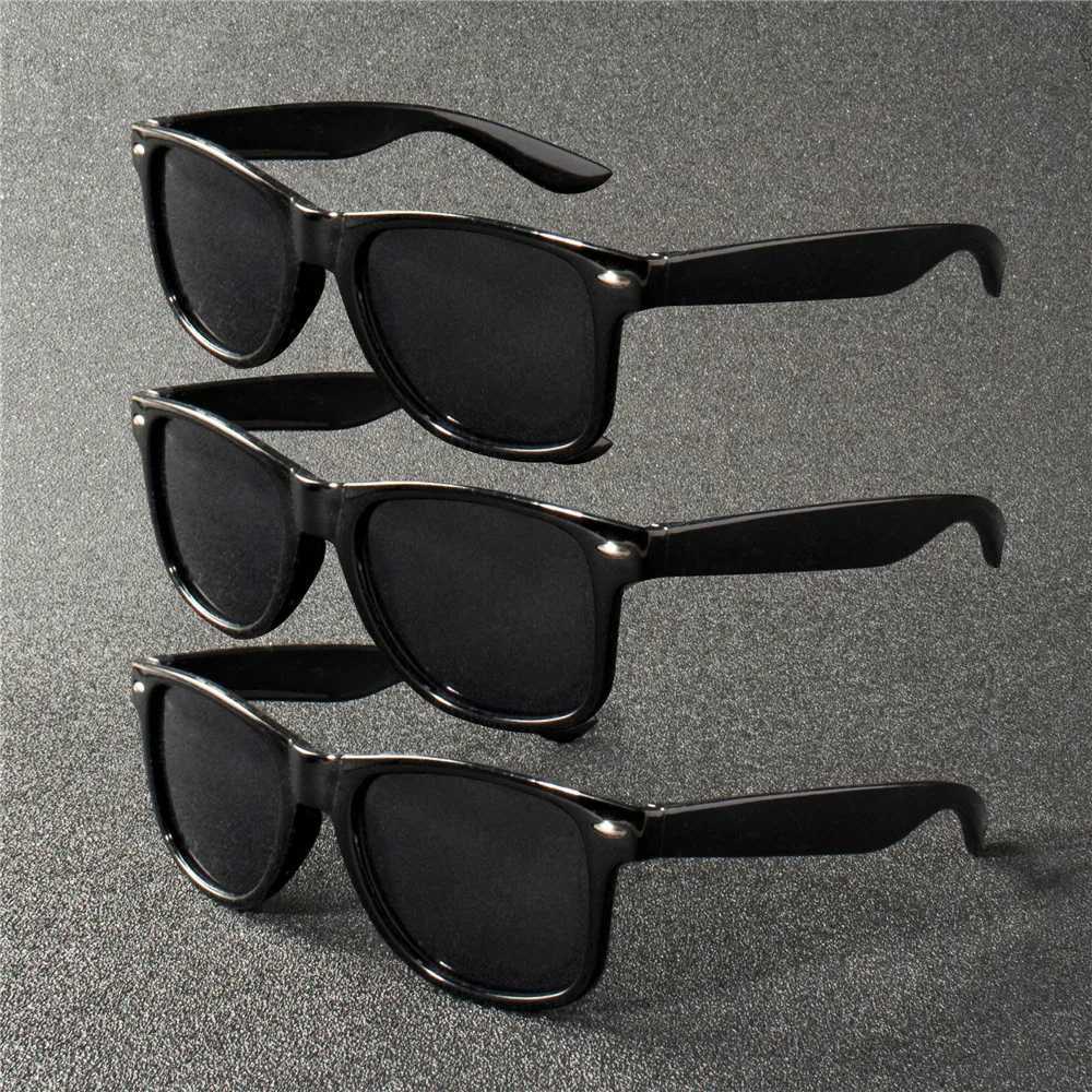 3PCS Classic Black Square Fashion Glasses with Bolt Decoration For Party Photography Wedding Birthday Graduation HikingT251024