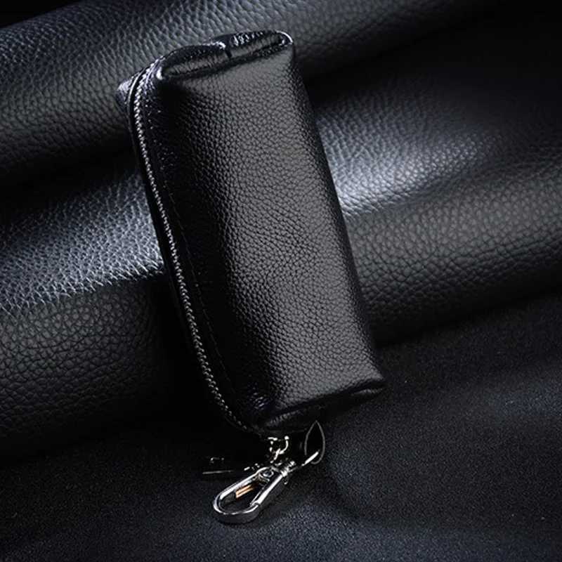 Genuine Leather Key Holder Unisex CarHouse Key Organizer Pouch with Long Keychain Cow Split Leather Wallet Case Z251023