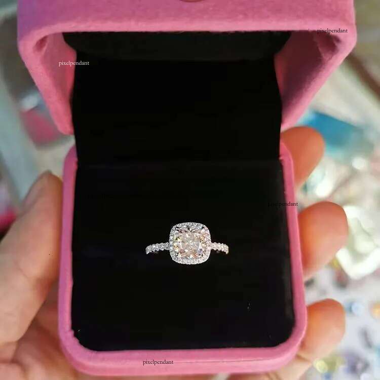Custom D/VVS1 White 2CT Cushion Cut Moissanite Halo Solid Gold Jewelry Dia Wedding Ring Women Fine Rings