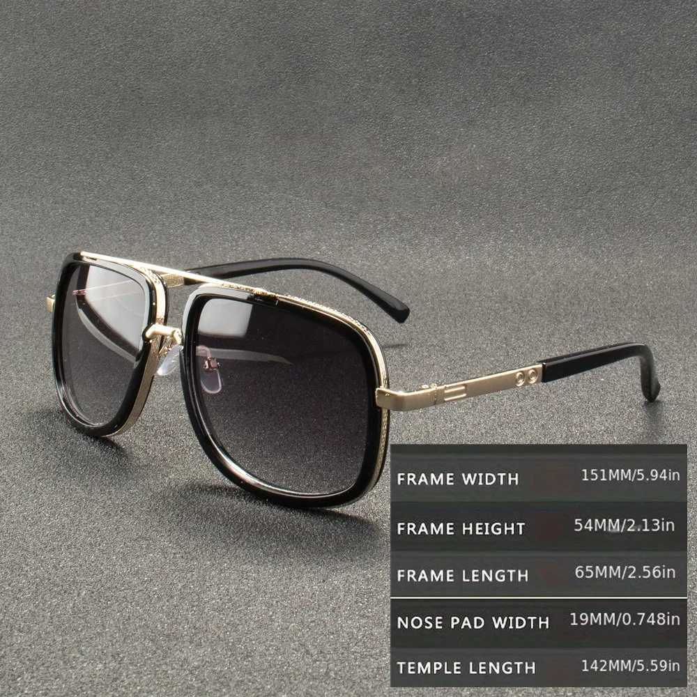 2PCS Fashion Big Frame Sunglasses Men Square Metal Sun Glasses Women Retro Sun Glasses Vintage High Quality Gafas Oculos De SolT251024
