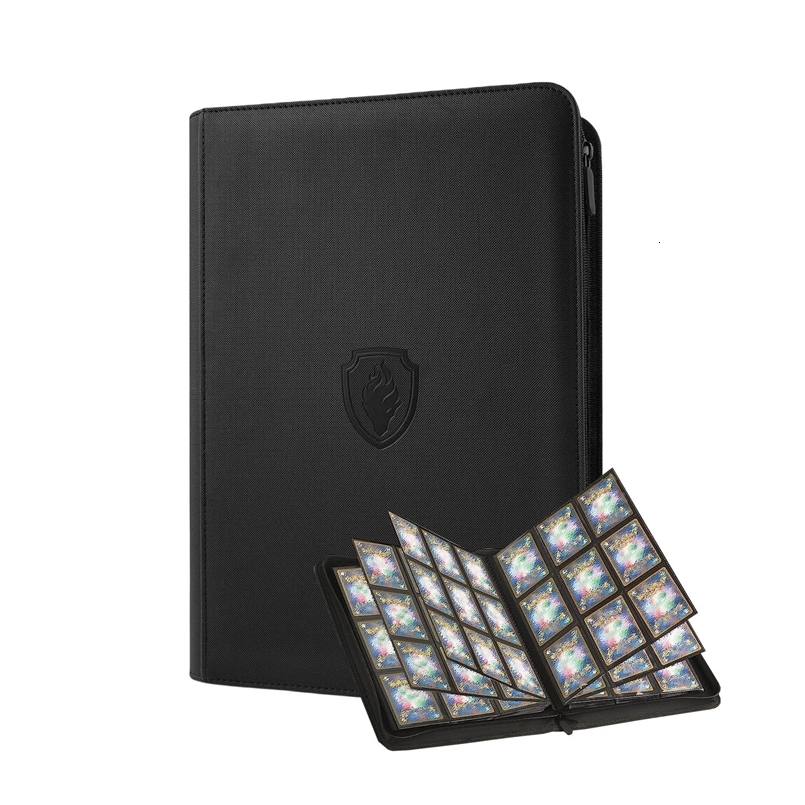 9 Pocket Trading Card Binder PU Cover Zipper Card Collection Album Sturdy 360 SideLoading Card Folder Holder for Game Cards 251023