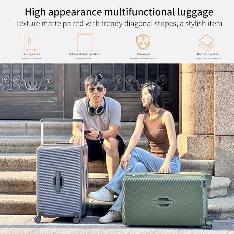 LIGHTGO Ultralight PC Carry On Suitcase 20 26 28 Inch Expansion TSA Lock Luggage w 8 Silent Wheels YKK Zipper Cup HolderW251024